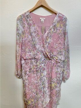 Sundance Silk Floral Wrap Dress Pink Boho Cottagecore Long Sleeve Size 6 NWT